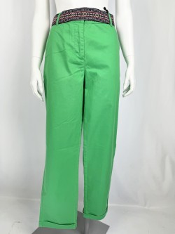 Pantalon 7/8ème vert avec ceinture